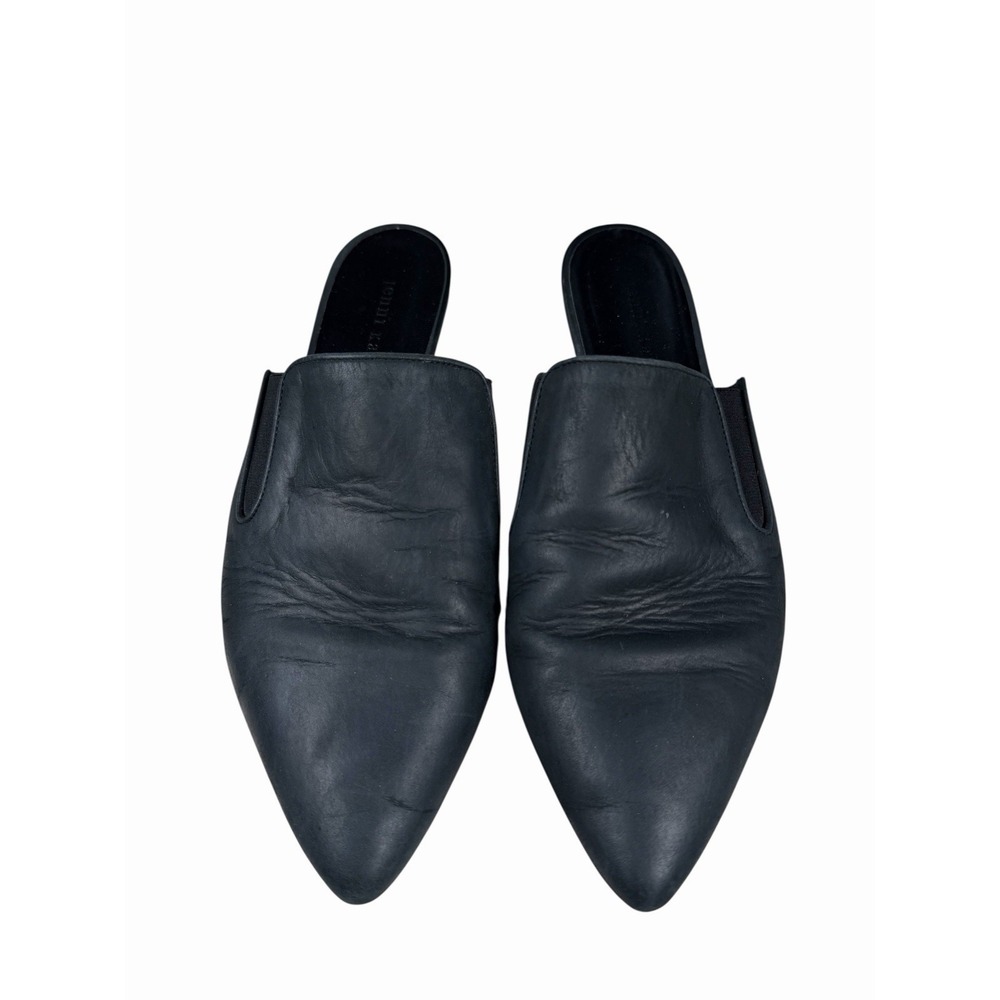 Jenni Kayne Women's 39 9 Mule Slides Oil Leather Black Pointed Toe Flats Coastal - Picture 2 of 11